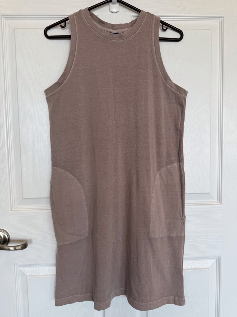 Old Navy Sun washed light brown dress sleeveless pockets simple basic summer